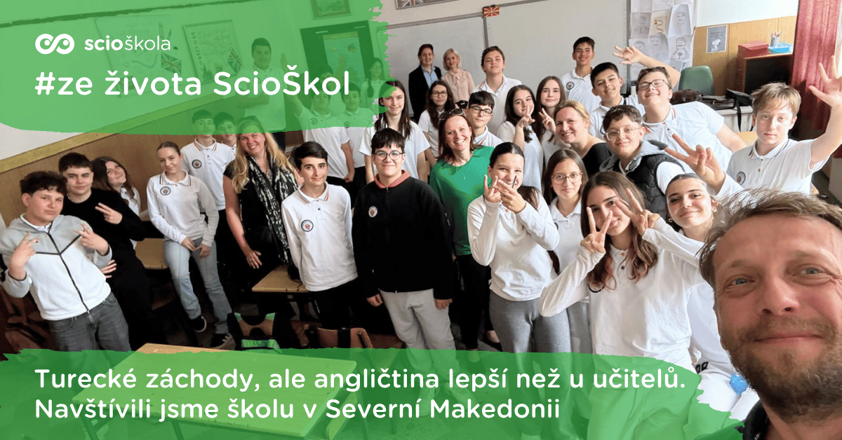 Turecké záchody, ale angličtina lepší než u učitelů. Navštívili jsme školu v Severní Makedonii